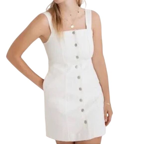 Skies are Blue Anthropologie Linen Overall Snap Dress Size Medium NWT - Picture 1 of 15